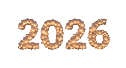 2026 Made of Glowing Lanterns Typography on Transparent Backdrop