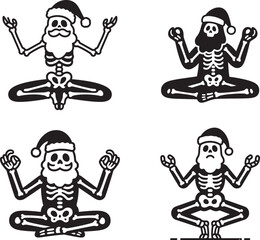 Silhouette Of Christmas Santa Claus Skeleton has yoga & Meditation Design