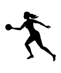 Silhouette of a woman playing handball in motion