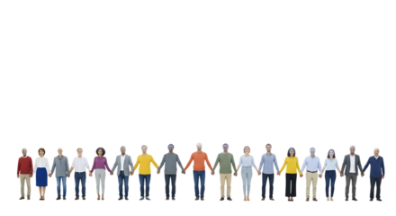Diverse People Holding Hands in Line Unity and Inclusion Representing Social Harmony