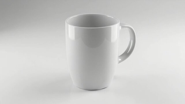 Plain white coffee mug on a minimalistic background