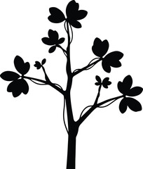 Vector stylized four leaf clover plant black silhouette illustration