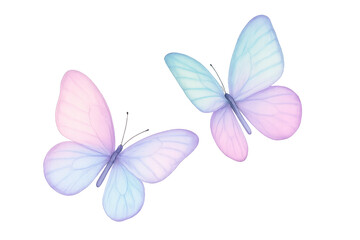 Colorful flying butterflies with pastel watercolor wings