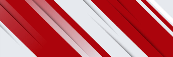 red and white banner background with diagonal stripes