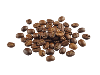 Realistic scattered roasted coffee beans creating a rich visual theme for coffee lovers