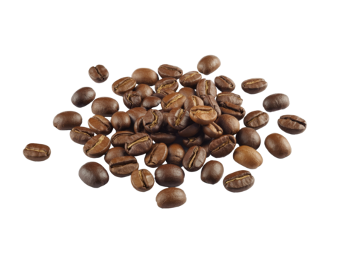 Realistic scattered roasted coffee beans creating a rich visual theme for coffee lovers