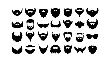 Naklejka premium Beard and moustaches silhouette vector 