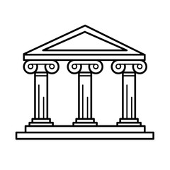Classical architecture building, ionic columns vector icon