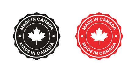 made in Canada icon set. Canadian product icon suitable for commerce business. badge, seal, sticker, logo, symbol in colored and black Variants. Isolated vector illustration.