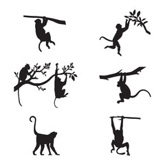 Monkey on Tree Silhouette Pack