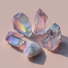 Set of crystal, magical minerals