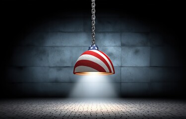 Unique pendant lamp in blue and red, symbolizing American patriotism and creativity