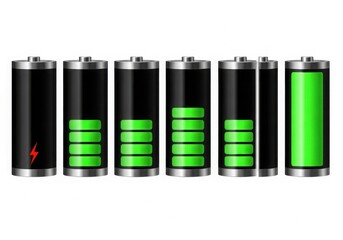 Battery charge levels from empty to full