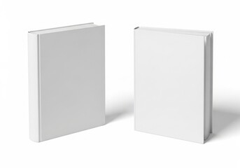 Naklejka premium Two blank white books standing upright on a white background