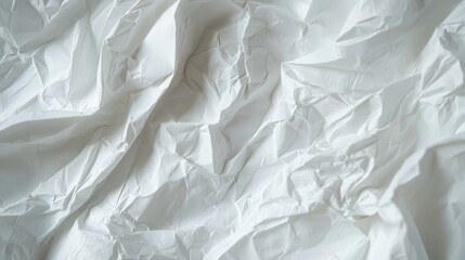 Obraz premium This image showcases a close-up view of crumpled white fabric, highlighting its texture and folds. The subtle patterns create an interesting visual effect.