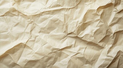 Fototapeta premium This image showcases a crumpled beige paper texture with intricate folds and creases, conveying a rustic and natural appearance.