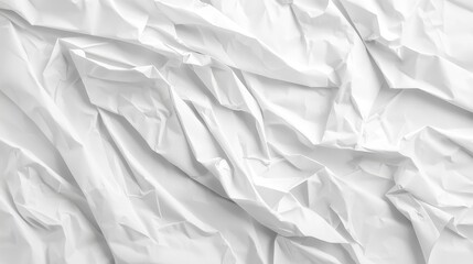 Fototapeta premium A textured background featuring crumpled white paper with multiple folds and wrinkles, creating an abstract look. Ideal for various creative projects.