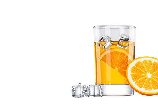 Refreshing orange cocktail with ice cubes, a cool drink perfect for summer, adding a vibrant touch to any occasion, thirst quenching and visually appealing