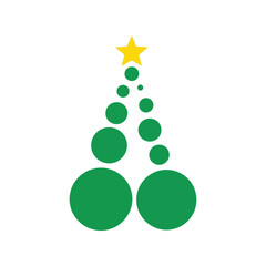 Modern abstract christmas tree with green circles and star decoration vector