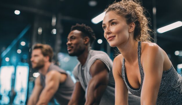 Diverse athletes warming up in a gym