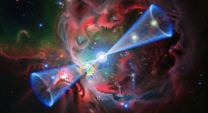 Cosmic Beams - A Celestial Phenomenon of Energy and Light in Space.