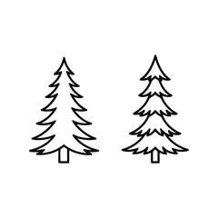 Christmas tree outline vector simple holiday evergreen pine fir nature winter seasons decoration icon vector