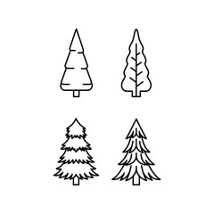 Fototapeta premium Minimalist fir evergreen tree icons outline simple nature forest element set vector