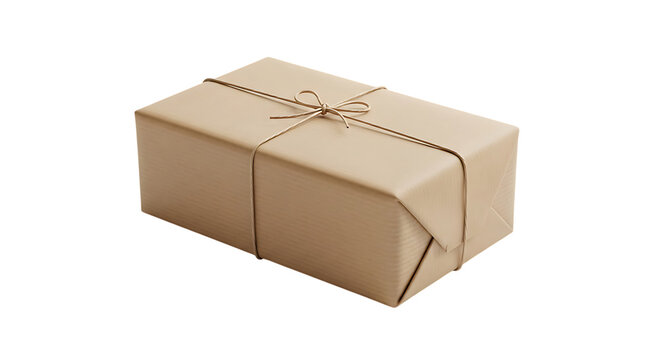 Wrapped package isolated on transparent background, ready for shipping or delivery