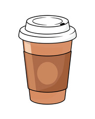 Isolated vector illustration of a hot coffee cup with a lid on a white background, perfect for a disposable beverage container icon