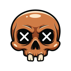 Cartoon skull with x eyes and cartoonish teeth vector illustration icon vector