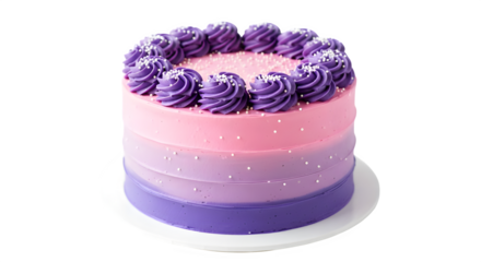 Delicious gradient cake with purple frosting swirls, perfect for birthday celebrations or special occasion treats, beautifully decorated