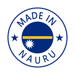 Nauru Made in Stamp in circle with flag Vector template on white background