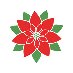 Vibrant geometric poinsettia flower christmas holiday celebration floral design element vector