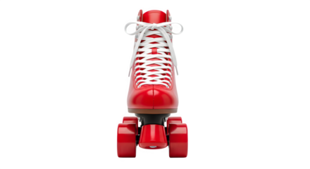 Retro red roller skate with classic white laces for energetic fun, perfect for fitness, recreation and nostalgic themed designs