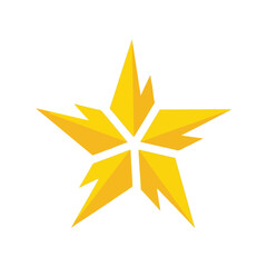 Obraz premium Abstract yellow starburst symbol festive bright energy graphic icon element design vector