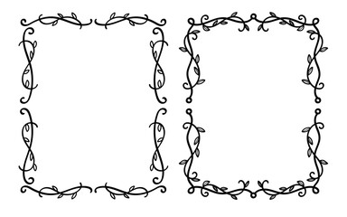 Decorative geometric drawing botanical vertical rectangle border frame collection