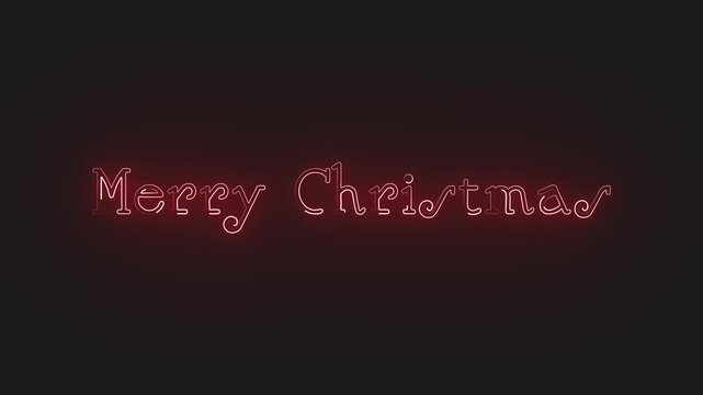 Merry Christmas Icons with Text smooth motiion wishing video Red 2025 Neon