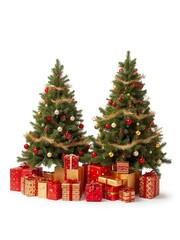 Luxurious Christmas Tree Display with Festive Gifts and Golden Holiday Decorations