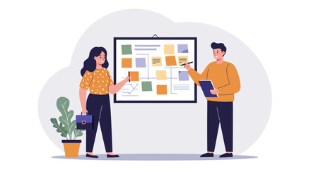 Fototapeta premium Team collaboration concept with planning and discussion in office setting