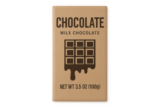 Chocolate bar packaging with milx chocolate text - Powered by Adobe