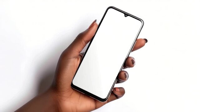 Video A close-up shot of a woman's hand holding a black cell phone, possibly in a moment of solitude or distraction