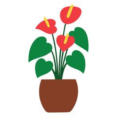 Anthurium Plant Vector Icon in Flat Color Style for Nature, Decor, and Eco Illustration