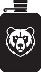 Black Bottle with Bear Logo Sport Supplement Container  Fitness Equipment Health Container