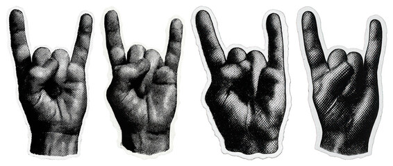 Rock Hand Gesture Stickers Collection