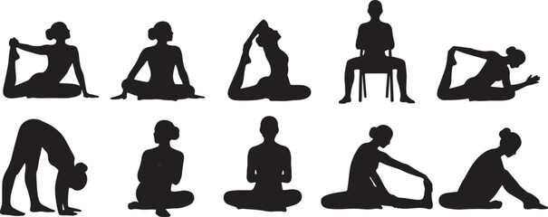 Yoga Twisting Poses for Spinal Health Silhouette Pack