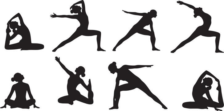 Yoga Side-Bend Poses for Stretching Silhouettes