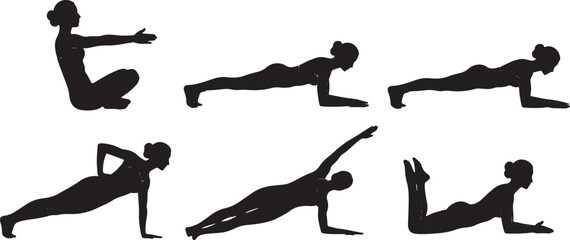 Yoga Poses for Core Strength Silhouette Collection