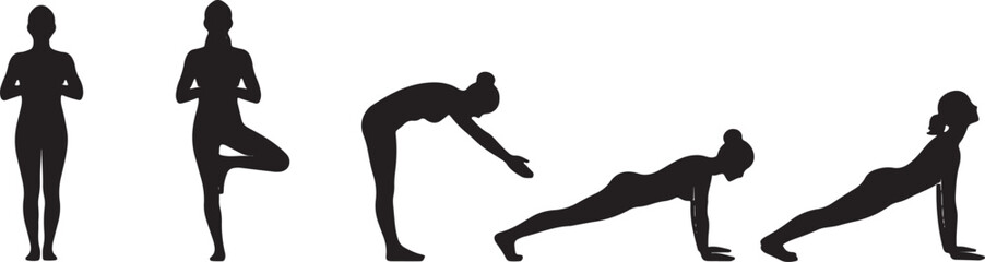Sun Salutation Yoga Sequence Silhouette Collection