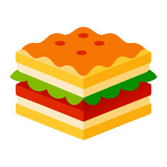 Vector of lasagna on white background