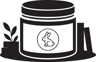 Vegan Cruelty-Free Skincare Cream Jar with Houseplant and Minimalist Decoration Element